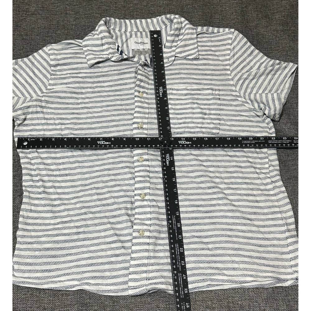 Goodfellow & Co Standard Fit Men's L Striped Short Sleeve Shirt - Picture 2 of 5
